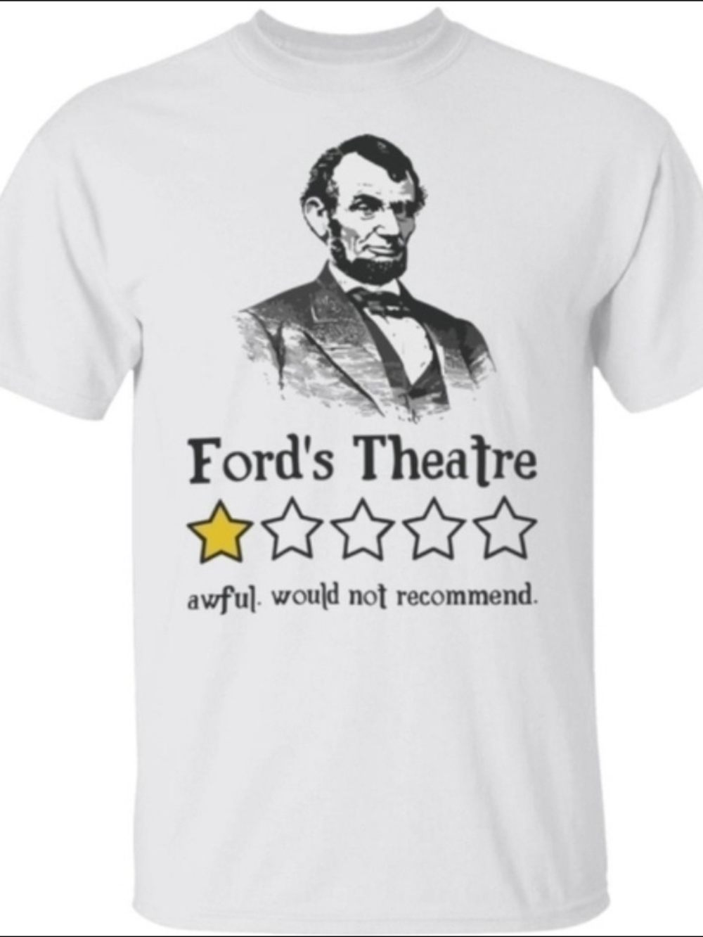 Ford's Theatre Funny Review Graphic Tee Abraham Lincoln Dark Humor Size L